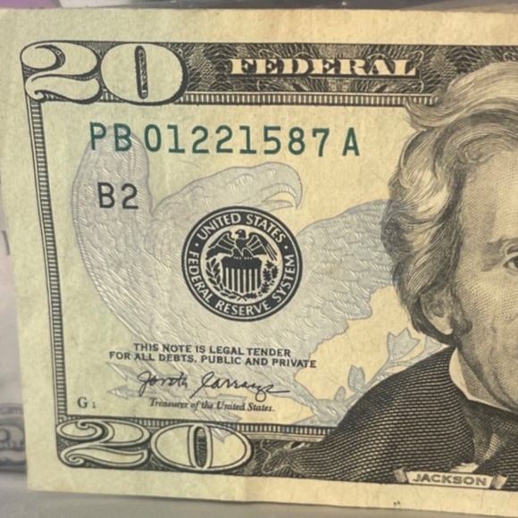 2017 LOW SERIAL PB 01221587 A US $20 CIRCULATED - Picture 2 of 6